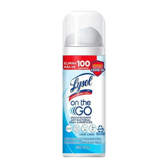 Desinfectante antibacterial para superficies Lysol crisp linen 50 ml