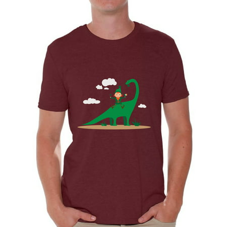 Awkward Styles Leprechaun and Dinosaur Tshirt St. Patrick's Day Shirt for Men Irish Gifts for Him Saint Patrick T Shirt St. Patrick Shirt Irish Men's T Shirt Dinosaur Shirt Lucky Irish Shirt for Men