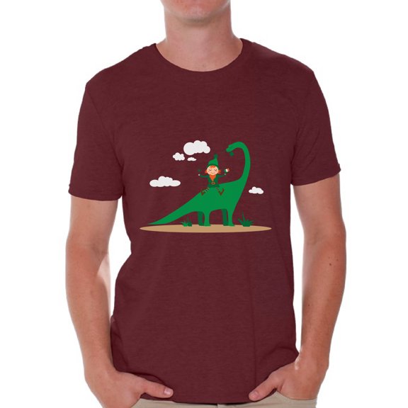 Awkward Styles Leprechaun and Dinosaur Tshirt St. Patrick's Day Shirt for Men Irish Gifts for Him Saint Patrick T Shirt St. Patrick Shirt Irish Men's T Shirt Dinosaur Shirt Lucky Irish Shirt for Men