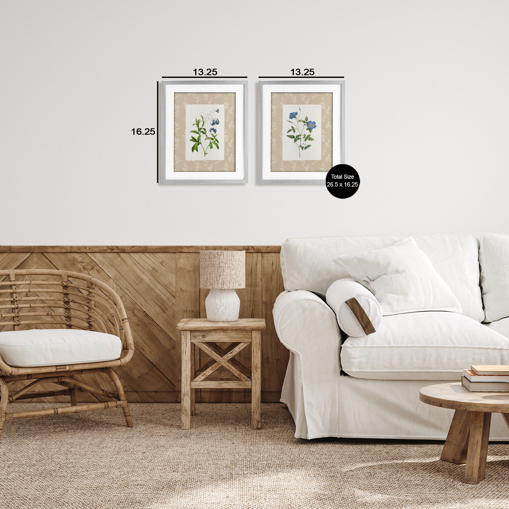 Stupell Industries Herbs on Beige Botanicals 2 Piece Gray Framed Print Under Glass Set, design by Val Rhodes