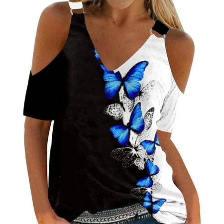 

SHUDAGENG Womens Tops Tank Sleeveless Chemise Solid V-Neck Blue L