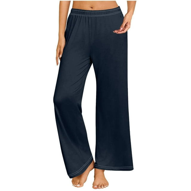 Pantalones de chándal holgados y anchos para mujer: cintura alta elástica, bolsillos laterales, tejido suave y transpirable, para el día a día, el trabajo o las vacaciones, varias tallas