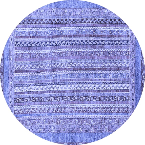Ahgly Company Indoor Round Abstract Blue Modern Area Rugs, 3' Round