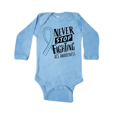 

Inktastic Never Stop Fighting ALS Awareness Gift Baby Boy or Baby Girl Long Sleeve Bodysuit