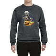 thumbnail image 2 of Funny Graphic Astronaut Cat in Space on Cheeseburger | Mens Cat Lover Crewneck Graphic Sweatshirt, Charcoal, Large, 2 of 3