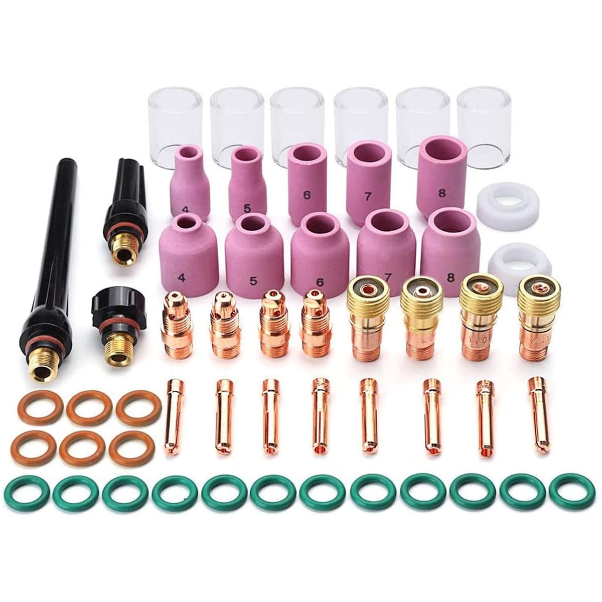 IXTIX 55pcs TIG Welding Torch Accessories Kit with High Temperature Glass Cup Back Collets Collets Body Alumina Nozzle Stubby Gas Lens TIG Welding Equipment - Walmart.com