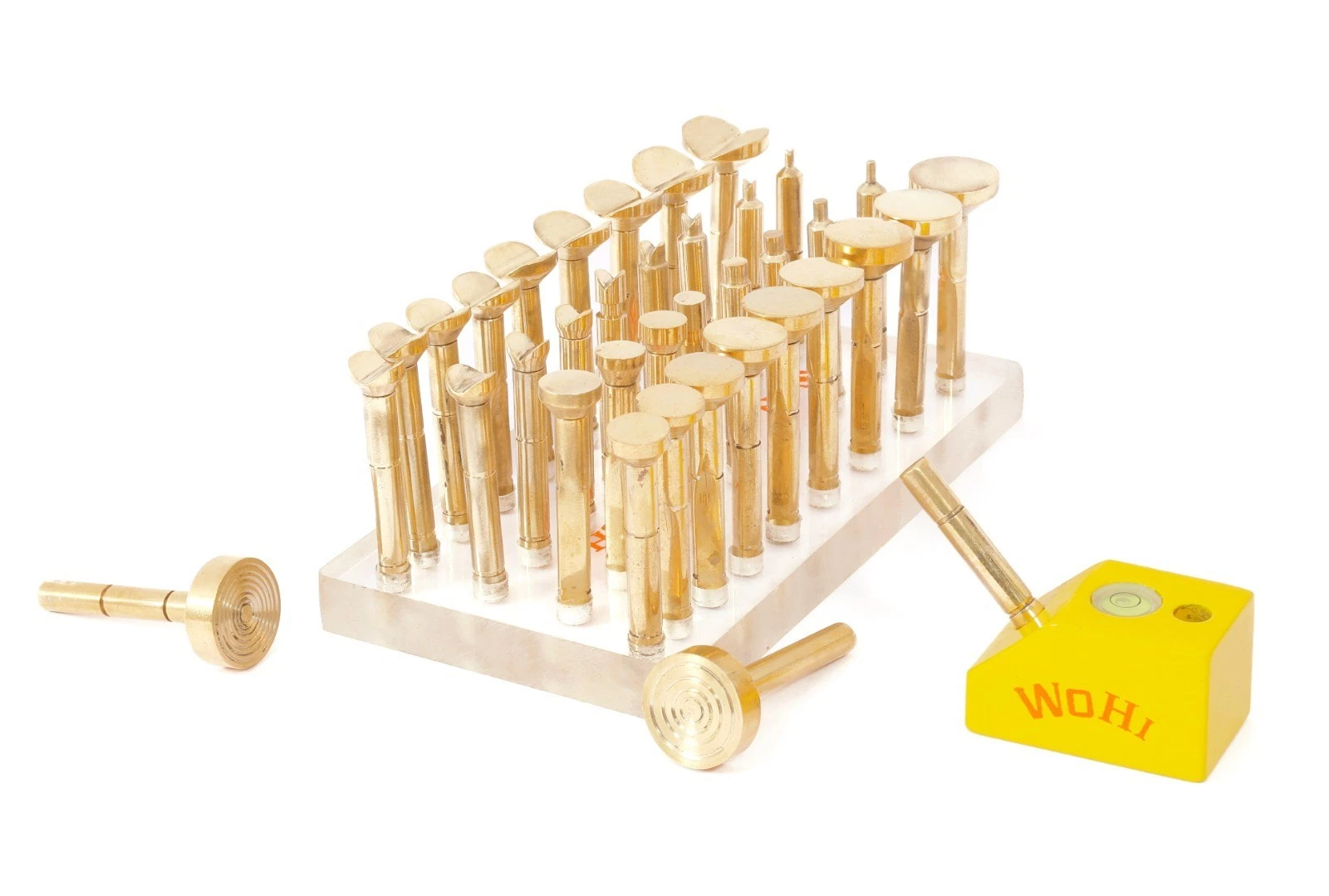 Wohi Innovations 36-Piece Gemstone Faceting Brass DOP Combo, 6mm & 6.35mm Compatible, Lapidary Tool Kit