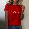 thumbnail image 1 of Hauts d'Été pour Femmes, Blouses Décontractées Élégantes 2024, T-Shirts à Imprimé Solaire, Col Rond, Manches Courtes, Rouge, 1 of 5