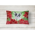 thumbnail image 2 of Carolines Treasures CK1358PW1216 French Bulldog Black White Poinsettas Canvas Fabric Decorative Pillow  12H x16W, 2 of 3