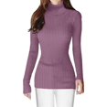 thumbnail image 1 of MKLEKYY Chandails pour Femmes Col Roulé Côtelé Base Chandail Mignon Chaud Élégant Pull, 1 of 1