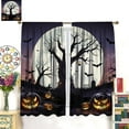 thumbnail image 2 of Skull Curtains，Gothic Skeleton Black Halloween Pattern Drapes Window 2 Panel Rod Pocket Curtain for Bedroom Living Room Decor 28" W X 40" L, 2 of 7