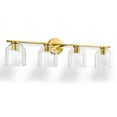 thumbnail image 4 of Modern Bathroom Light Fixtures, 4 Light Vanity Lights Over Mirror, Gold Wall Lamp with Clear Glass Shade for Living Room Cabinet Bedroom Porch, 4 of 8