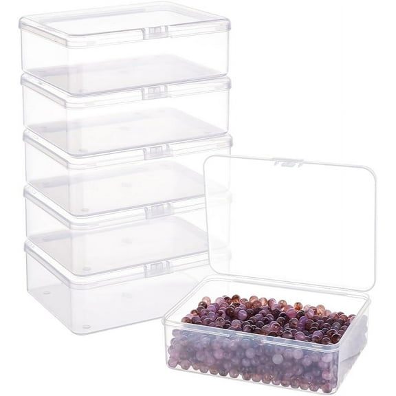 6 Pack 5.6x4.2x1.8 Clear Plastic Box Containers with Lids for Beads Coins Safety Pins and Other Craft Jewelry Watch Findings Clear