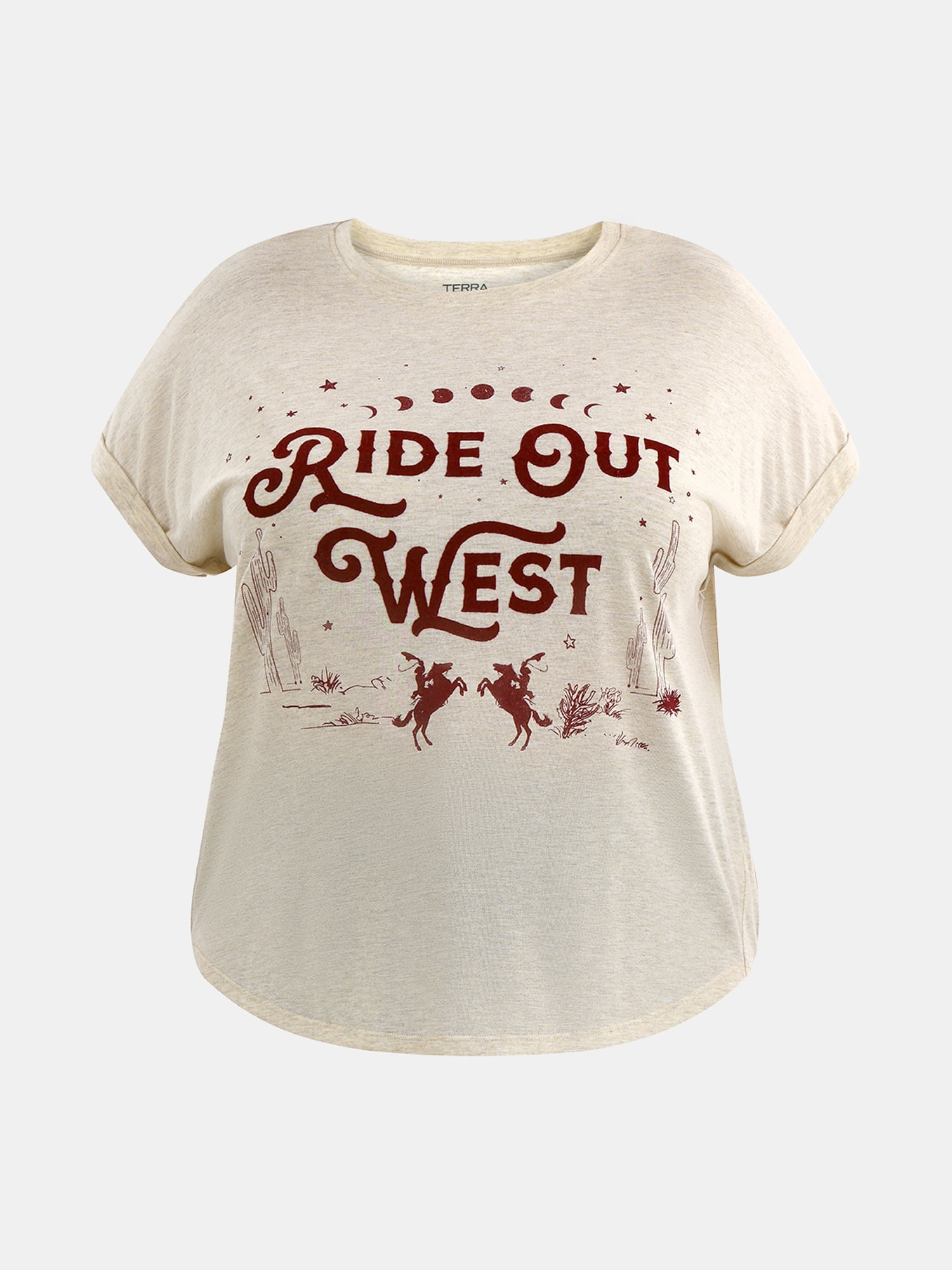 Terra & Sky Women's Plus Ride Out West Graphic Tee, Sizes 0X-5X