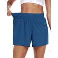 thumbnail image 3 of NELEUS Womens Athletic Shorts High Waist Running Short Gym Workout Shorts with Pockets 5" Sports Shorts,Navy Blue,US Size L, 3 of 5