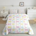 thumbnail image 3 of Feelyou Kids Watercolor Bowknot Bedding Comforter Set, Kawaii Love Heart Twin Comforter Sets, Fashion Stripes Lines Reversible Bedding Set, Microfiber Bedroom Decor, 2-Piece, 3 of 9