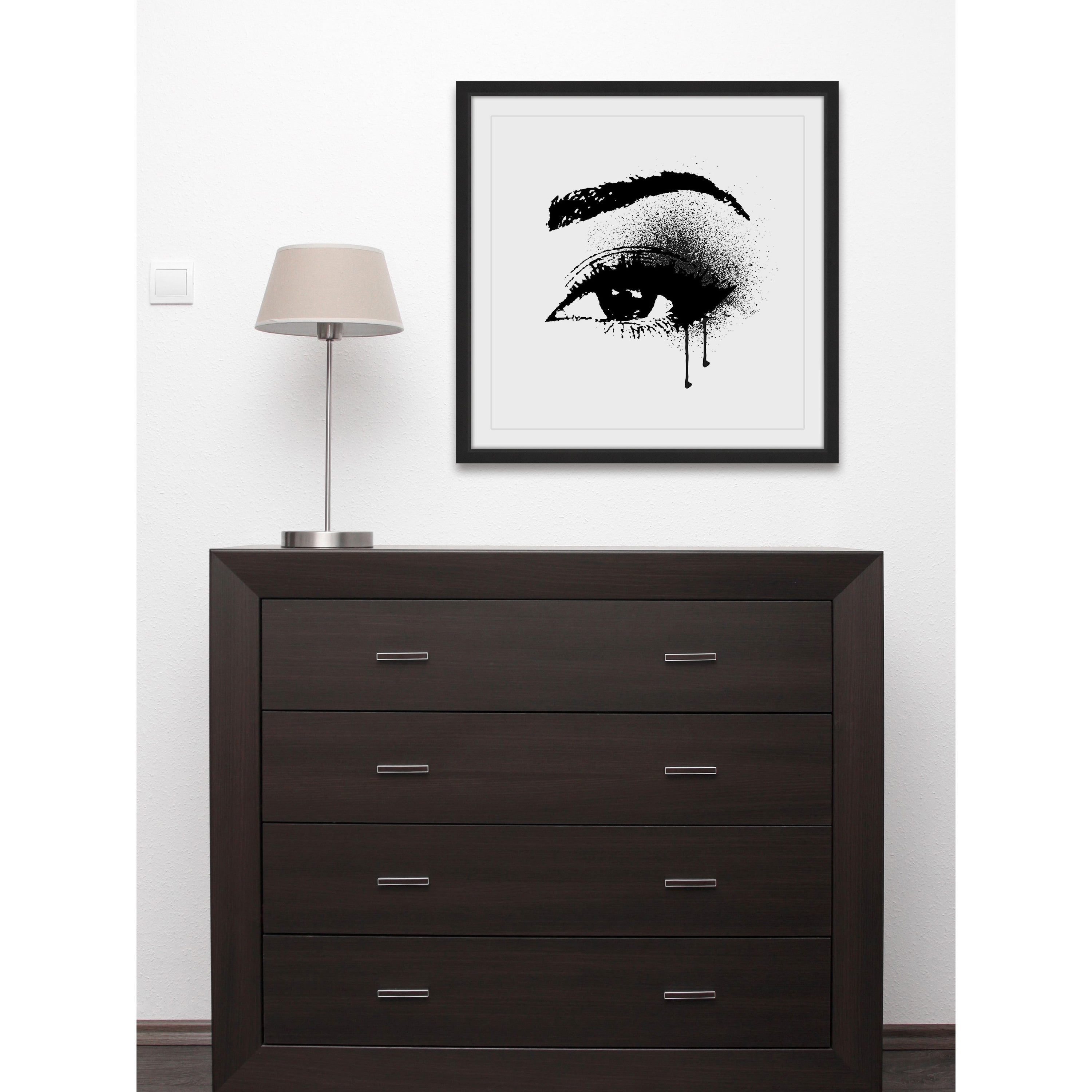 "Black Drip Eye" Framed Painting Print