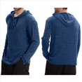 thumbnail image 3 of Camiseta Informal de Larga con Capucha y Botones para Hombre, Otoño e Invierno 2025, con Cordón Ajustable. Azul M, 3 of 6