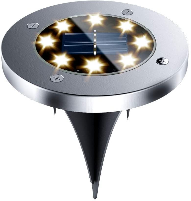 Solar Ground Lights 8 LED Solar Garden Lights Outdoor，Disk Lights