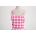 thumbnail image 6 of Dress pstuiky Women Hepburn Style Dress Vintage Plaid Print Dress Sleeveless V-Neck Dress Knee-Length Dress Clothing Dress Costumes for Party Pink M, 6 of 8