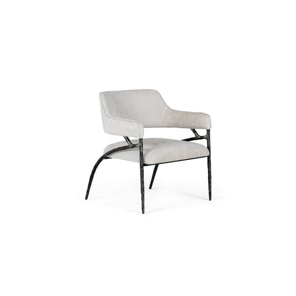 Modrest Ector - Modern Off-White Fabric   Forged Metal Accent Chair