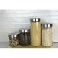 thumbnail image 3 of 4 Piece Round Glass Canister Set with Stainless Steel Lids, Kitchen Counter Top Organizer, Coffee, Tea, Sugar, Flour, Cookies Storag Jars, Clear, 3 of 11