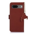 thumbnail image 5 of Nalacover for Google Pixel 7 Synthetic Leather and Soft TPU Case,360 Protection Flexible Luxury Magnetic RFID Flip Wallet Card Slots Kickstand Shockproof Cover with Cute Pendant.Coffee, 5 of 8