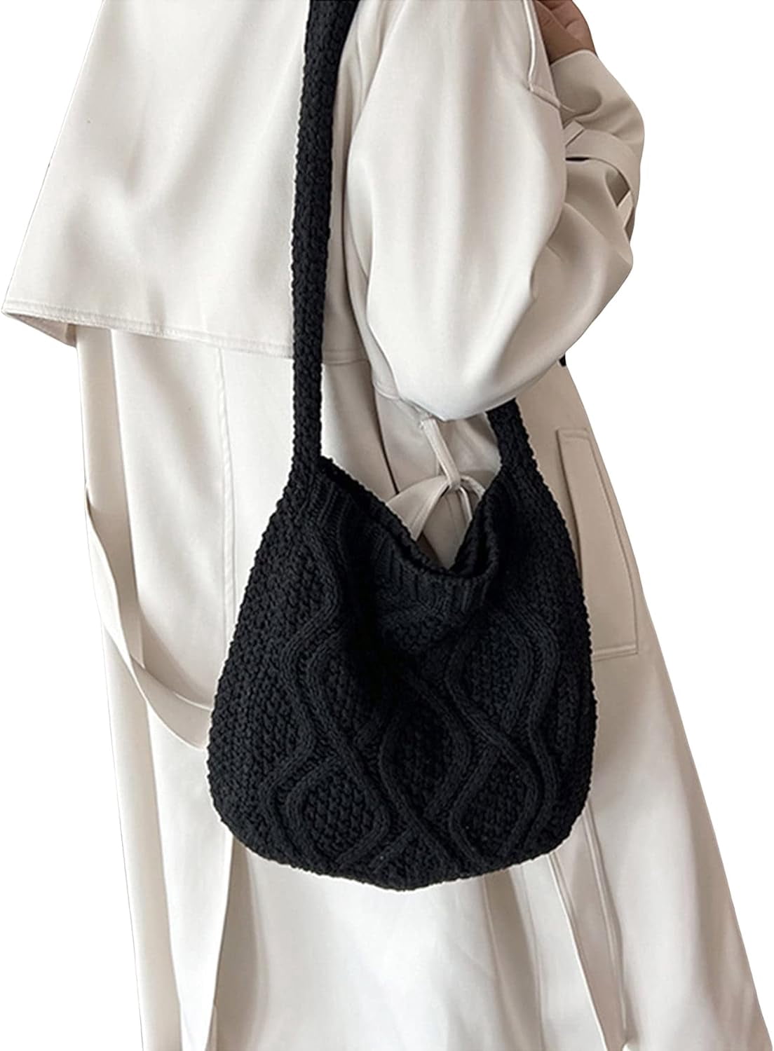 Women's Crochet Shoulder HandBags Hobo Knitted Tote Bag Shopping Bags