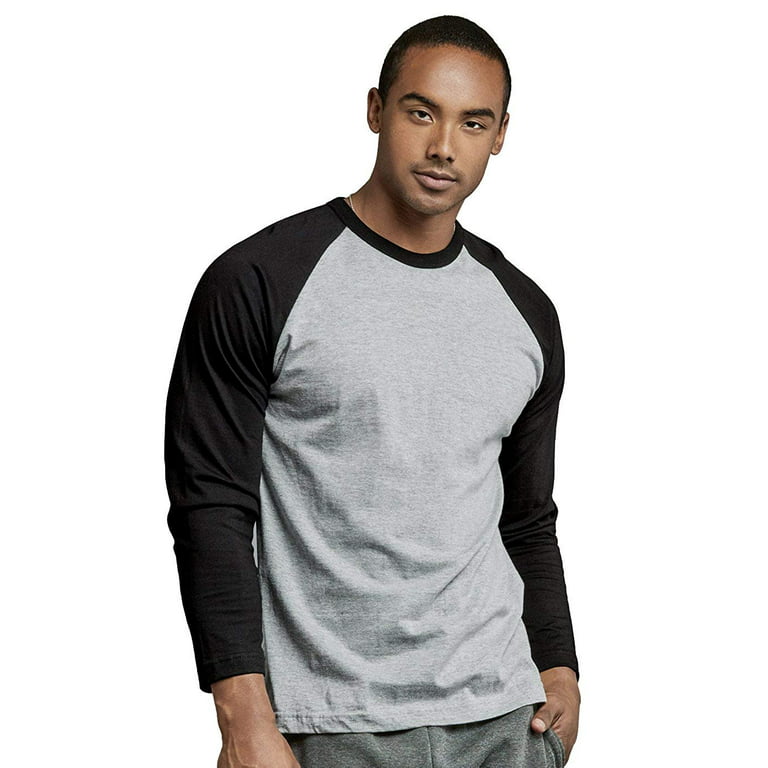 DailyWear Mens Long Sleeve Plain Cotton T Black/LT.Grey, Large - Walmart.com