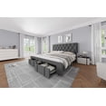 thumbnail image 2 of Bingirl King Upholstered Platform Bed Frame with Button Tufted Headboard, Storage Drawers, Wooden Slats - Gray, No Box Spring, 2 of 8
