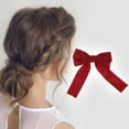 thumbnail image 2 of Unique Bargains 1 Pc Solid Bow Ribbon Duckbill Hair Clips for Home Wine Red, 2 of 5