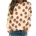 thumbnail image 4 of Uootdi Halloween Shirts for Women Plus Size Long Sleeve Tops Funny Witchy Pumpkin Ghost Graphic Gift Tees Cotton Crewneck Blouse s, 4 of 5