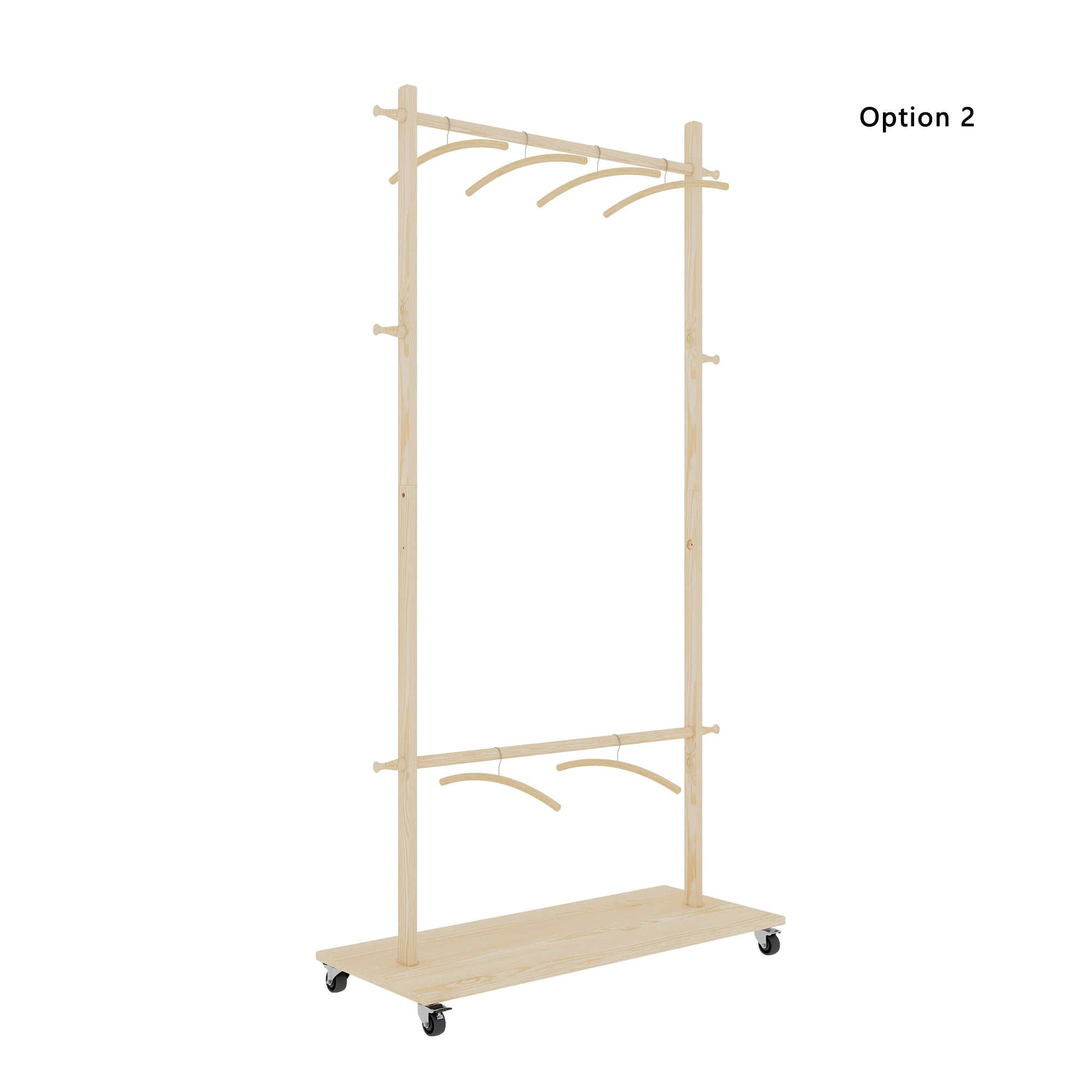 Leumius Solid Wood Clothes Drying Rack Laundry Coat Hanger with Adjustable Shelf & Wheels,Space-Saving Drying Hanger for Bedroom,Laundry,Old Pine