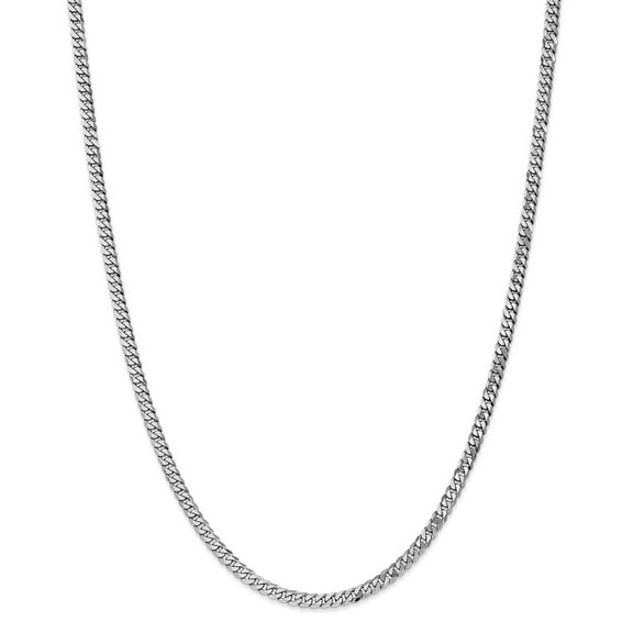 14K White Gold 4.5mm Flat Beveled Curb Chain