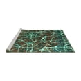 thumbnail image 2 of Ahgly Company Machine Washable Indoor Square Abstract Turquoise Blue Modern Area Rugs, 4' Square, 2 of 4