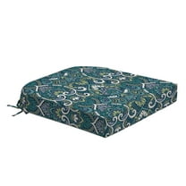 ARDEN Foam Outdoor Round Back Seat Cushion, 20 x 19, made with ProFoam, Rain-proof, Fade Resistant, Sapphire Aurora Blue Damask