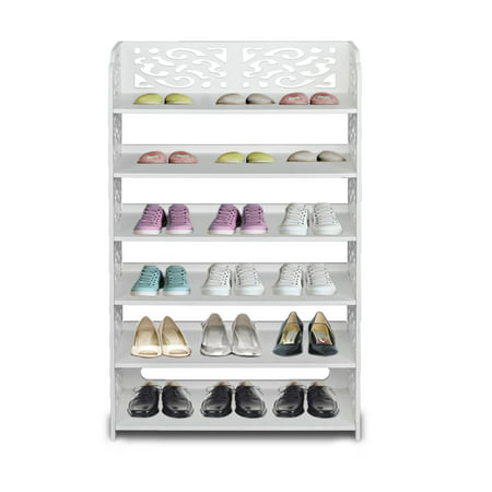 Ktaxon 6 Tier Carved Storage Organizer Standing Shoe Rack Shelf Cabinet Space
