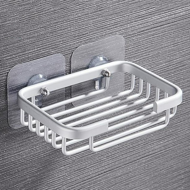 Soporte para jabón de en Soporte para bandeja de jabón de aluminio sin instalación de perforación Mate BLESIY Soporte adhesivo para jabonera