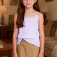 thumbnail image 4 of Gaexia Girls Summer Casual Lightweight Sleeveless Tank Top With Striped Design For Cool Playful Style (Purple,9-10 Years), 4 of 7