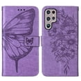 thumbnail image 4 of SaniMore Case for Samsung Galaxy S23 Ultra (6.1" 2023), PU Leather Full-body Protective Cover with Luxury Embossed Butterfly [Wrist Strap & Card Slots & Flip Kickstand] Stylish Wallet Case,Lightpurple, 4 of 5