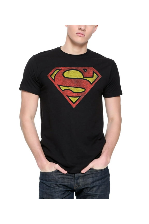 Superman Distressed Logo Black T-Shirt