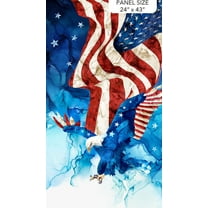 24" X 44" Panel Bald Eagle American Flag Independence Day USA Patriot Red White and Blue Cotton Fabric Panel (DP25536-48)