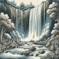 thumbnail image 3 of Ambesonne Landscape Duvet Cover Set, Expressive Waterfall Art, Twin, Blue Grey Pale Sepia, 3 of 3