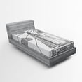thumbnail image 1 of Ambesonne Nautical Fitted Sheet, Doodle Boat on Waves, Twin XL Size, Black White, 1 of 2