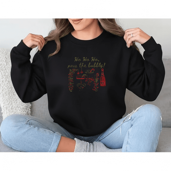 Festive Champagne Theme Sweatshirt Coquette Holiday Cheerful Celebration Art, up to size 5XL