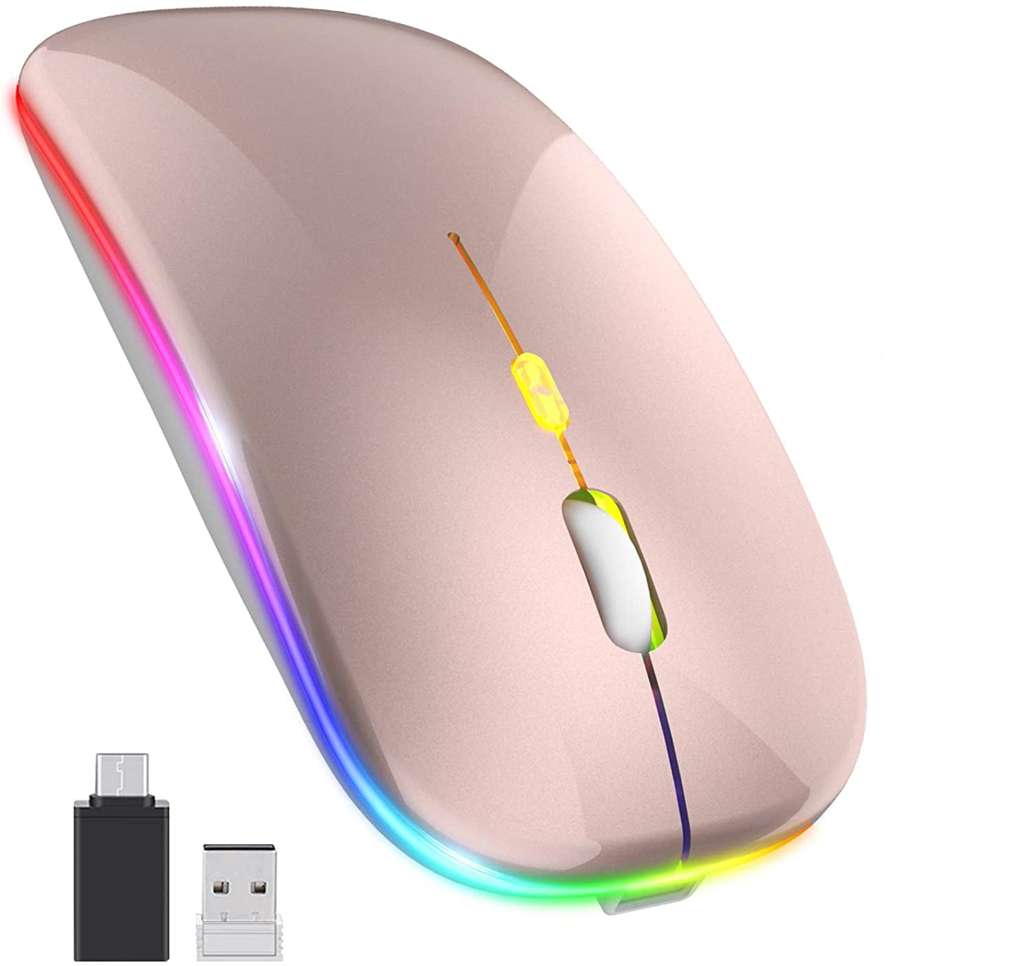 COO LED Slim Mouse with 3 Adjustable DPI, Dual Mode(Bluetooth 5.1 and 2.4G  Wireless) for iPad OS 13, MacBook, Laptop, Mac OS 10.10