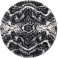 thumbnail image 2 of Rugs.com Athena Shag Collection Rug – 3' 3 Round Black And White Shag Rug Perfect For Kitchens, Dining Rooms, 2 of 9