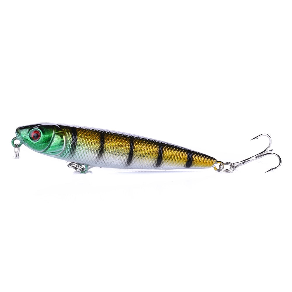 HENGJIA Fishing Lures Kit, Pencil Plopper Fishing Lures for Bass Trout Perch, Floating Fishing Lure with Topwater Minnow Pencil Popper Fishing Lures for Freshwater or Saltwater