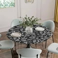 thumbnail image 2 of Dandelion Fitted Tablecloth with Elastic Edged, Round Table Cloth for Dining Table, Modern Minimalist Abstract Flowers Black Waterproof Oil Proof Table Cover for Indoor Outdoor 55"-60", 2 of 8