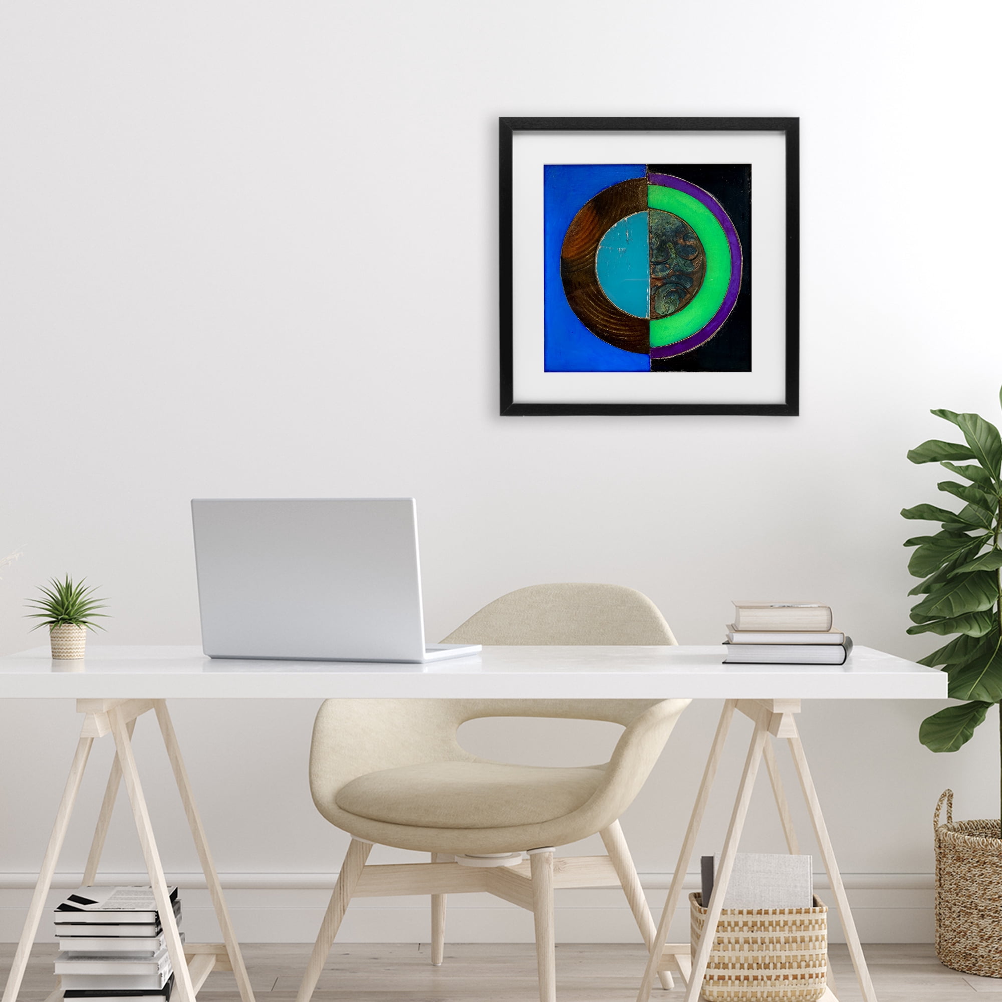 Stupell Industries Nocturnal Circle Symmetry Black Framed Print Under Glass, design by Matthew Finger